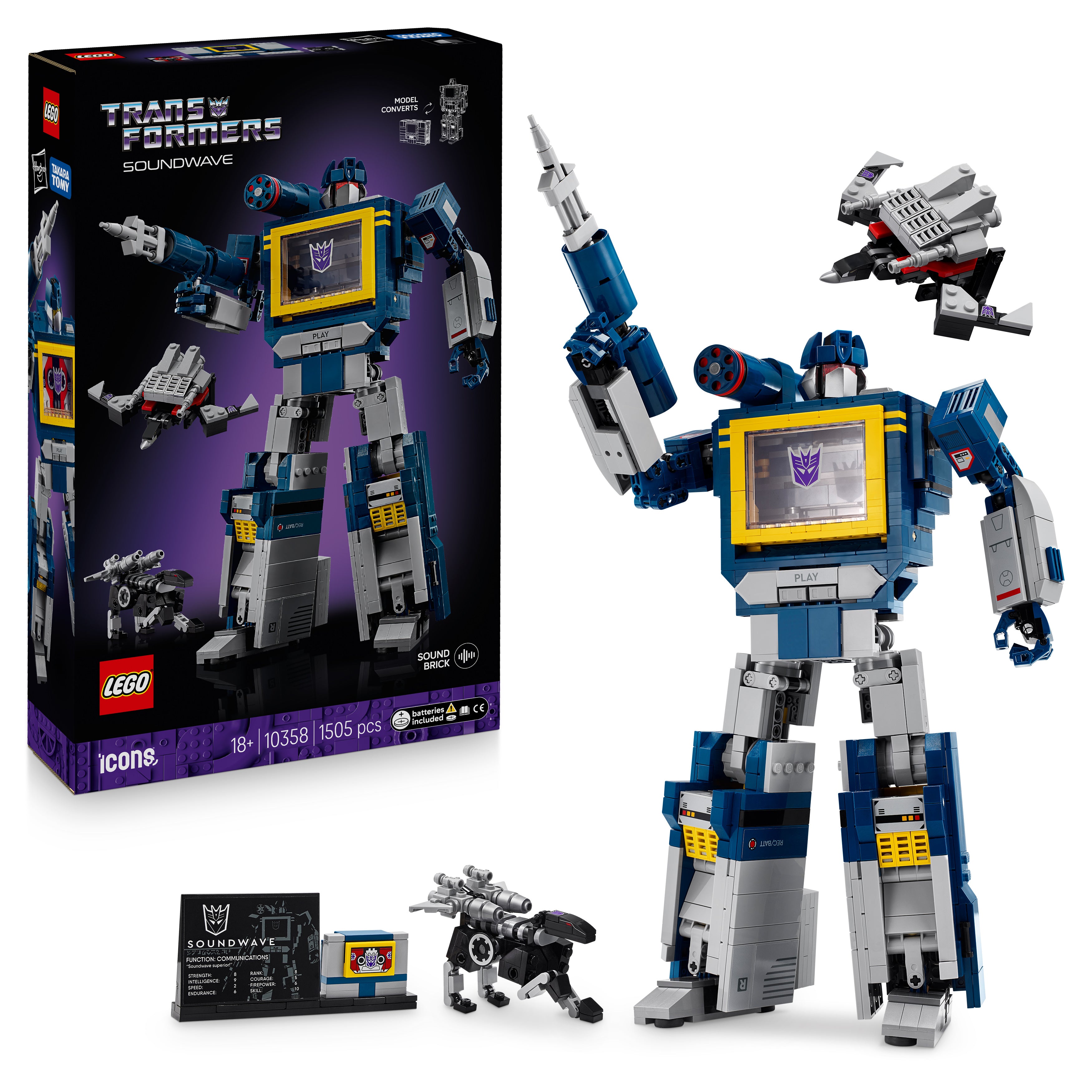 LEGO 10358 Icons Transformers: Soundwave Model Kit Building Set for Adults