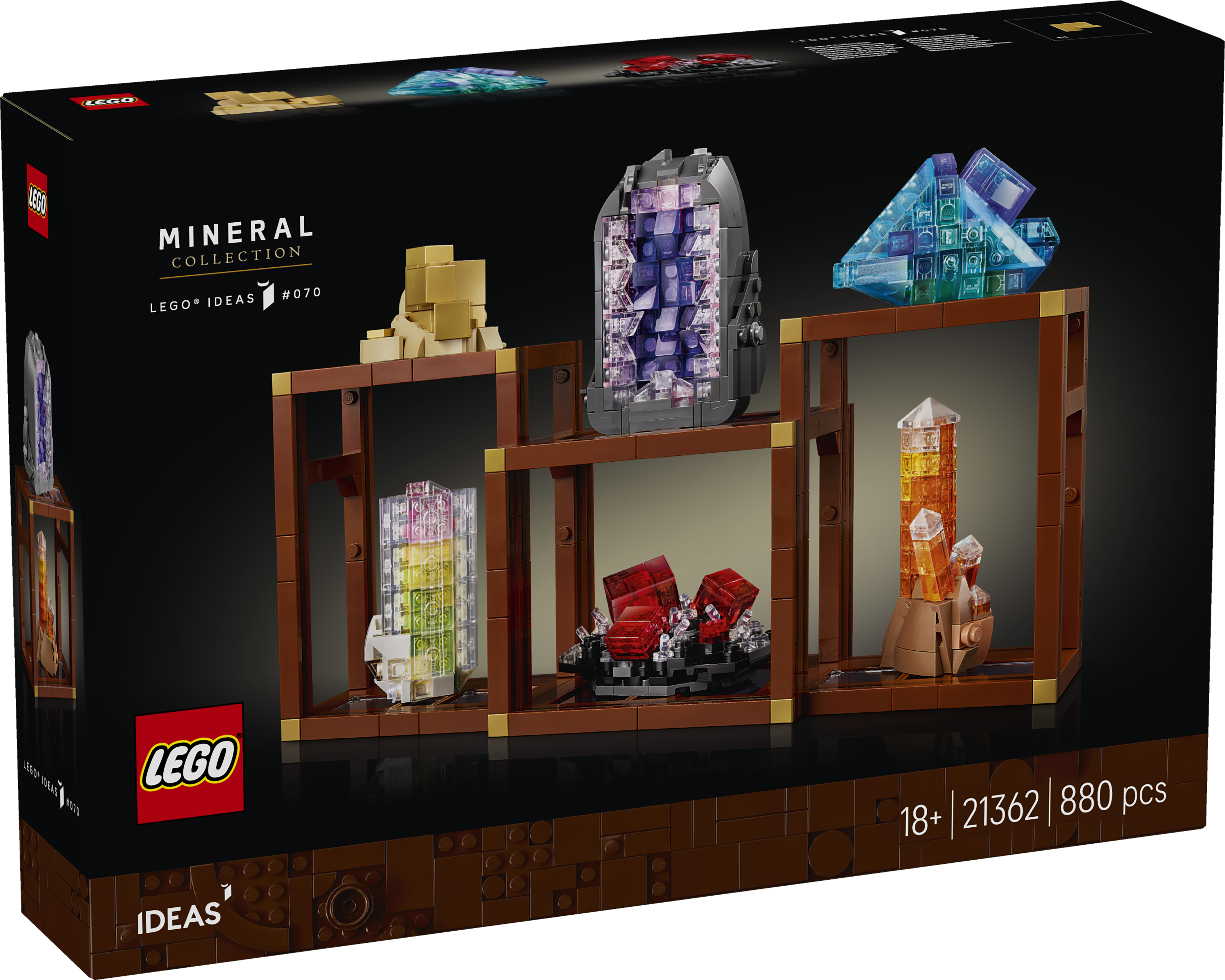 LEGO 21362 Ideas Mineral Collection, Crystal Display Shelves, Living Room Decor