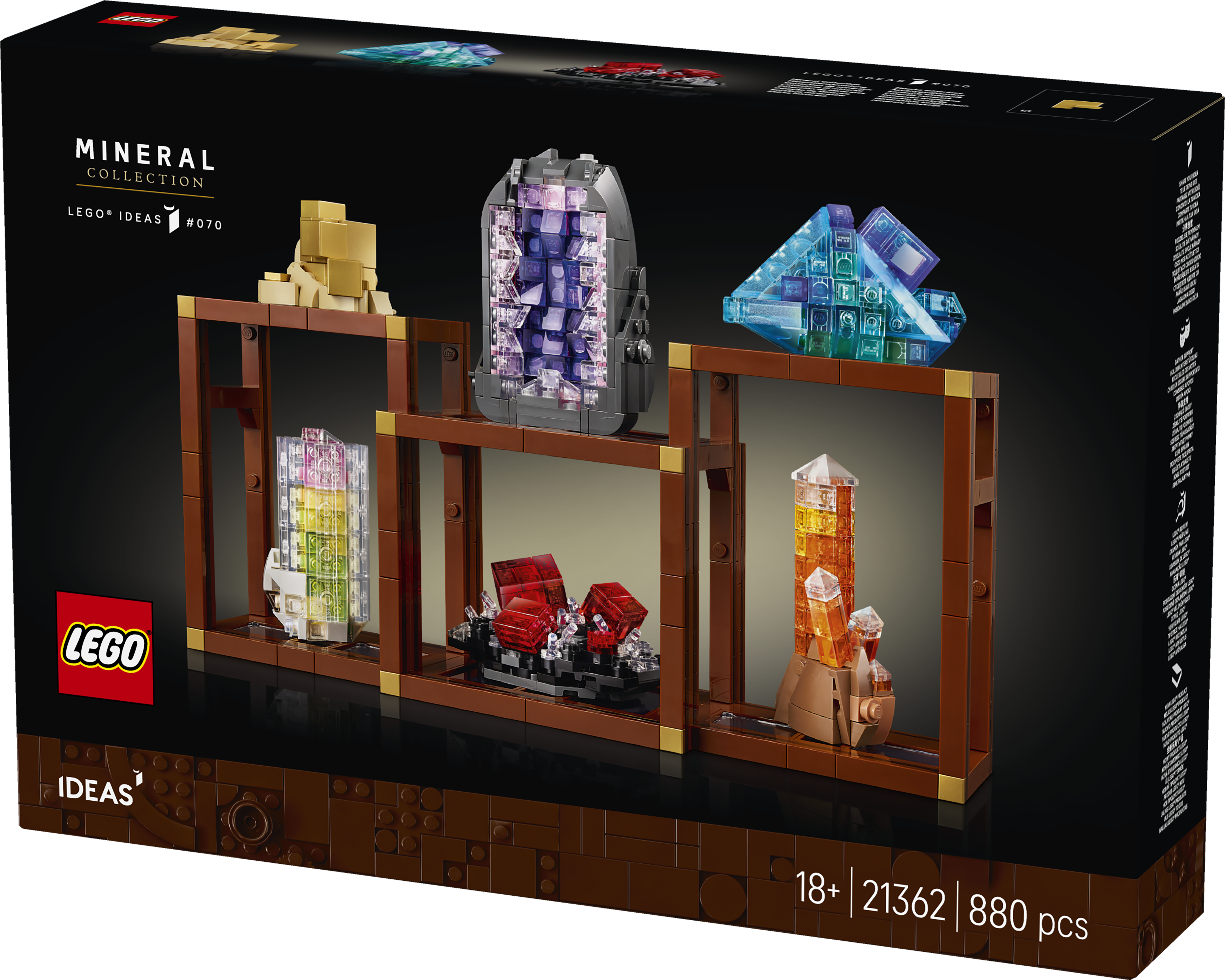 LEGO 21362 Ideas Mineral Collection, Crystal Display Shelves, Living Room Decor