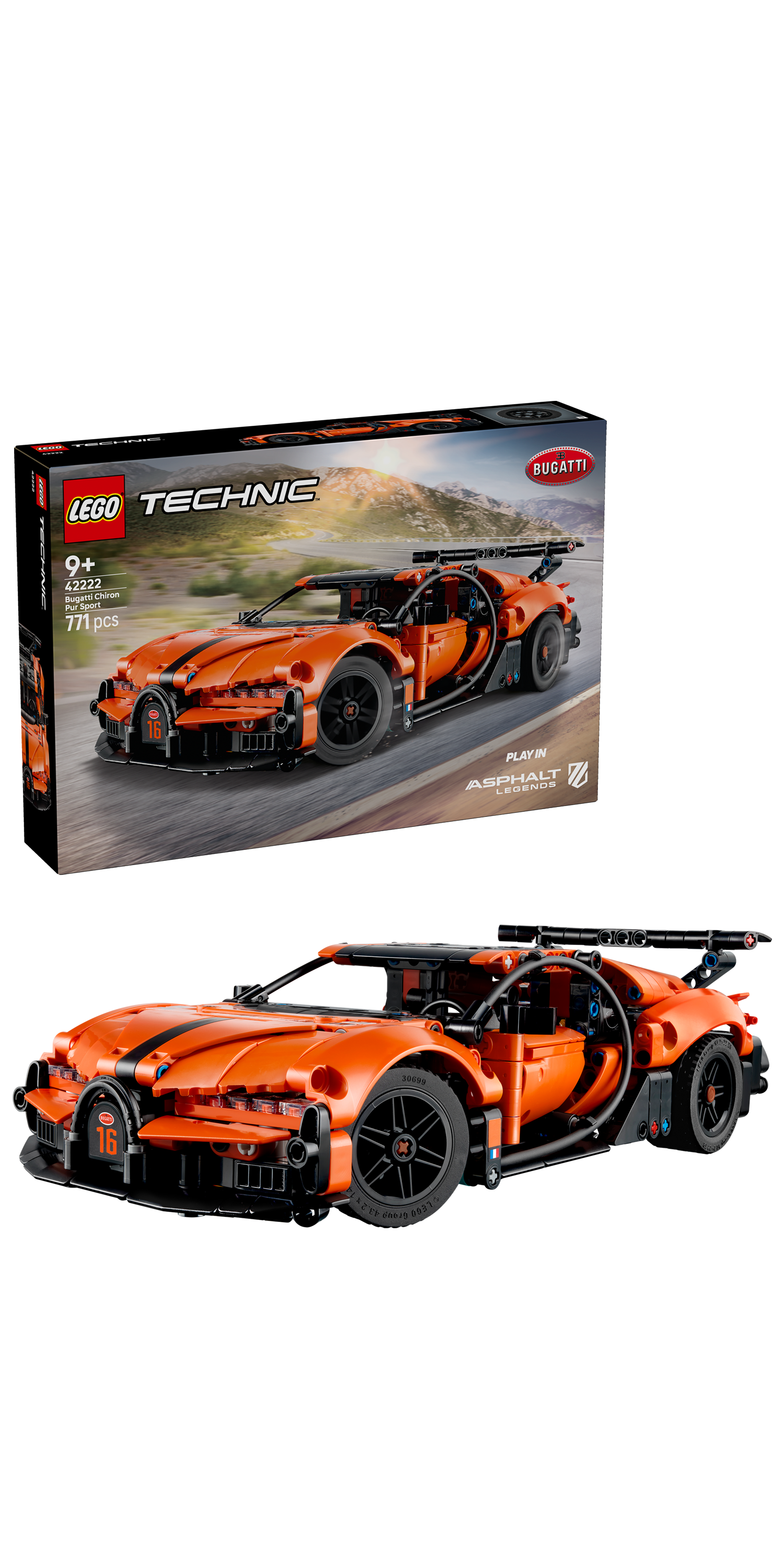 LEGO 42222 Technic Bugatti Chiron Pur Sport Hypercar