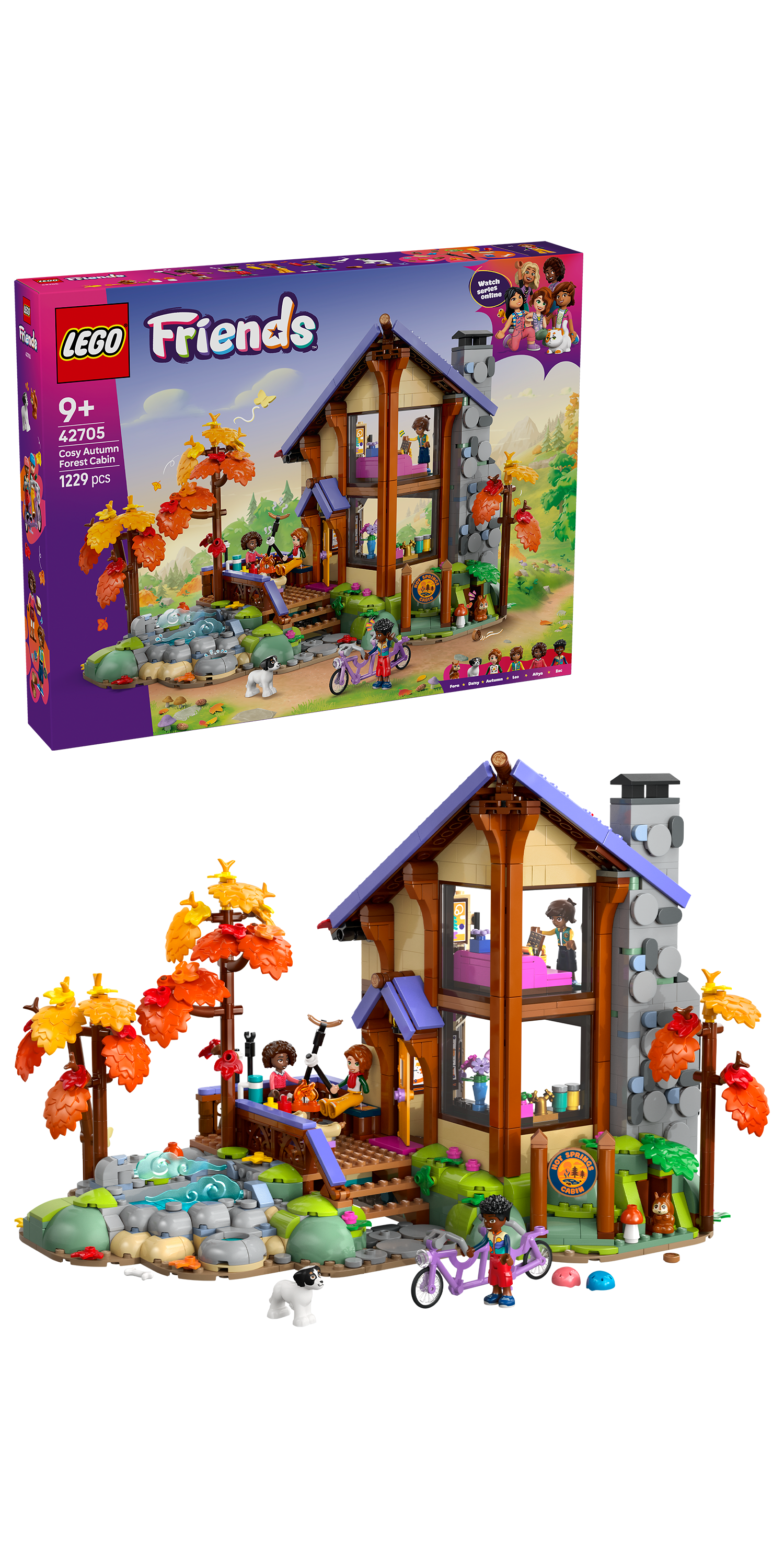 LEGO 42705 Friends Cozy Fall Forest Cabin Building Toy