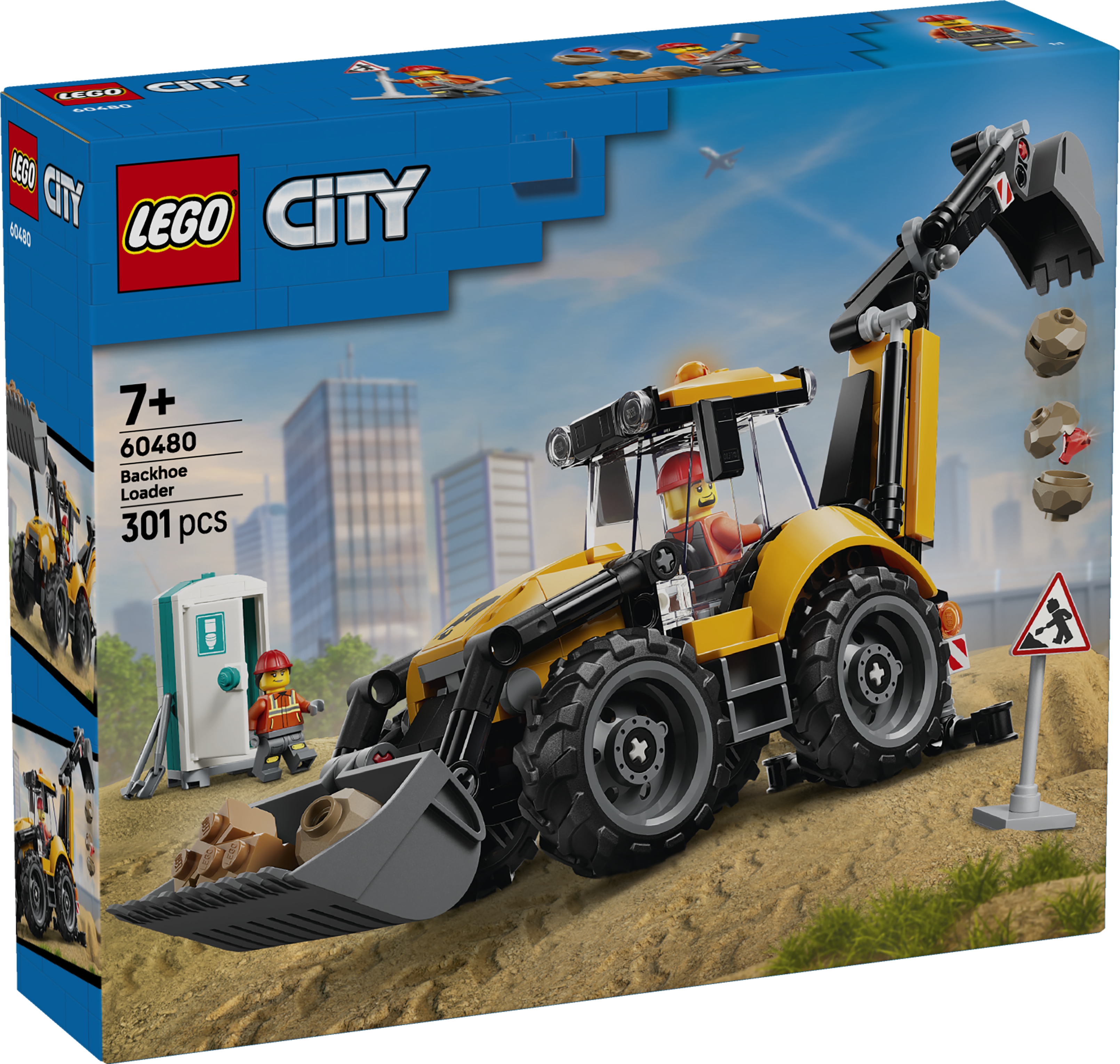 LEGO 60480 City Yellow Backhoe Loader - Construction Toy