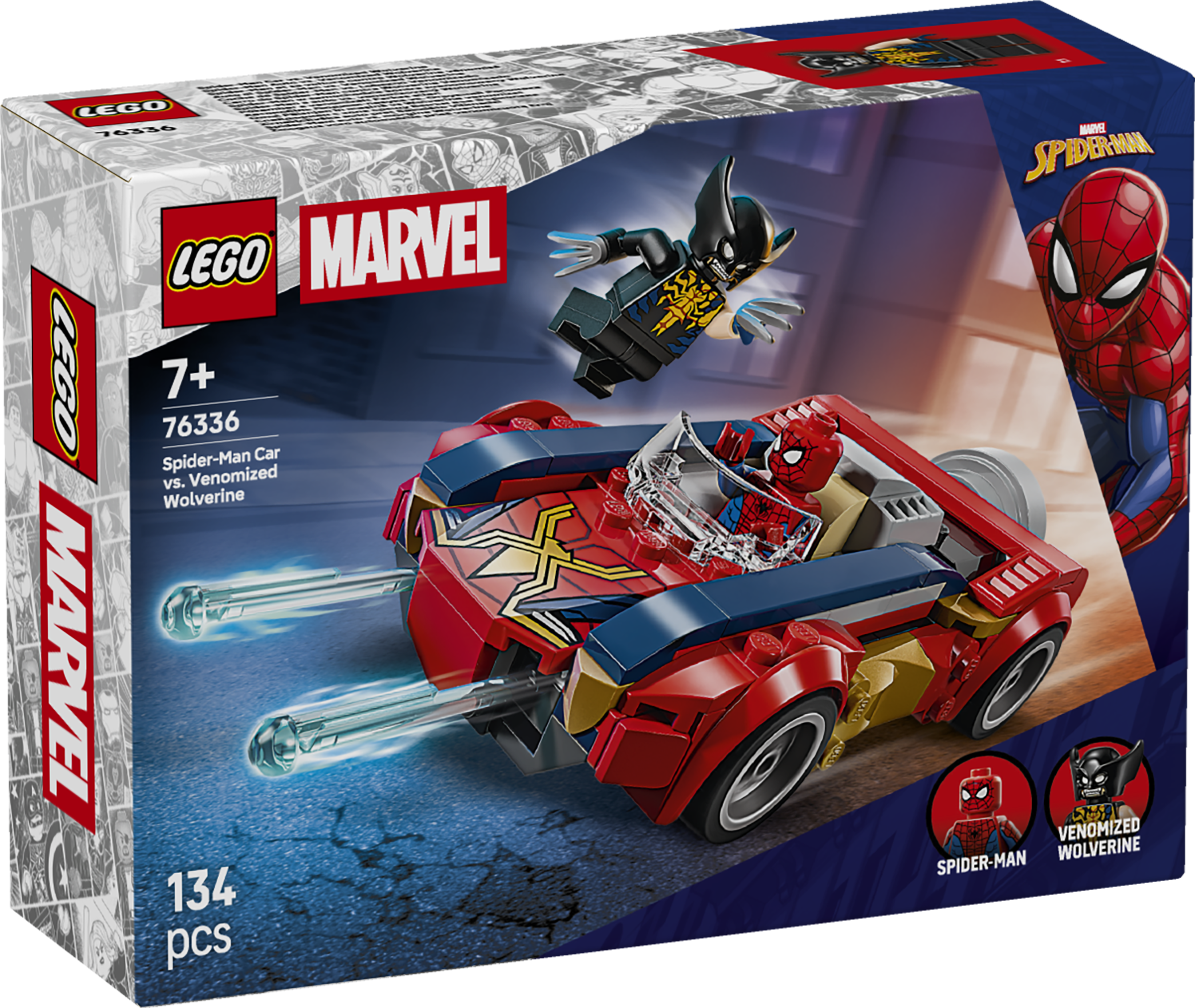 LEGO 76336 Super Heroes SpiderMan Car vs. Venomized Wolverine