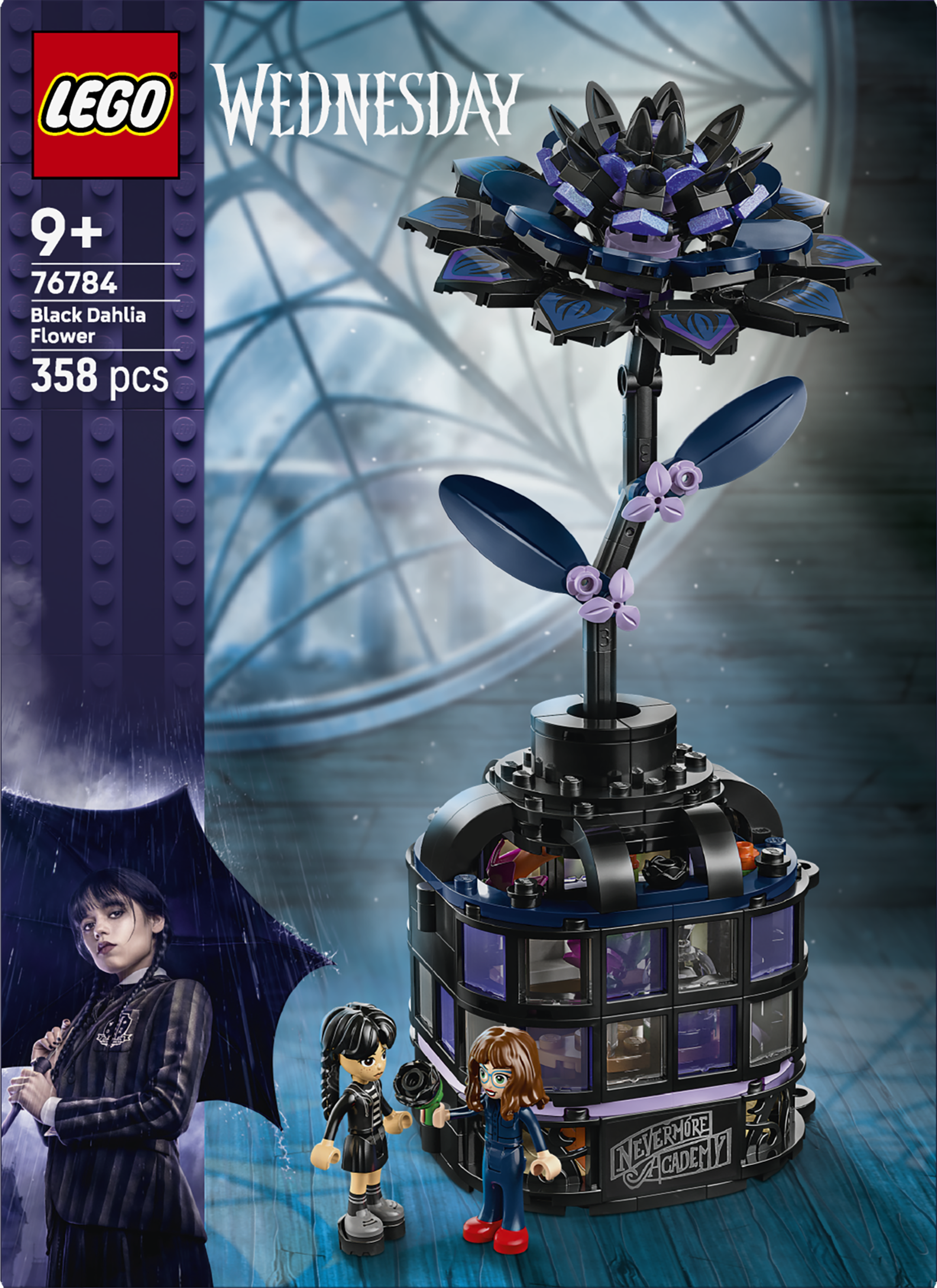 LEGO 76784 Wednesday Black Dahlia Flower Halloween Gift, Faux Plant Room Decor