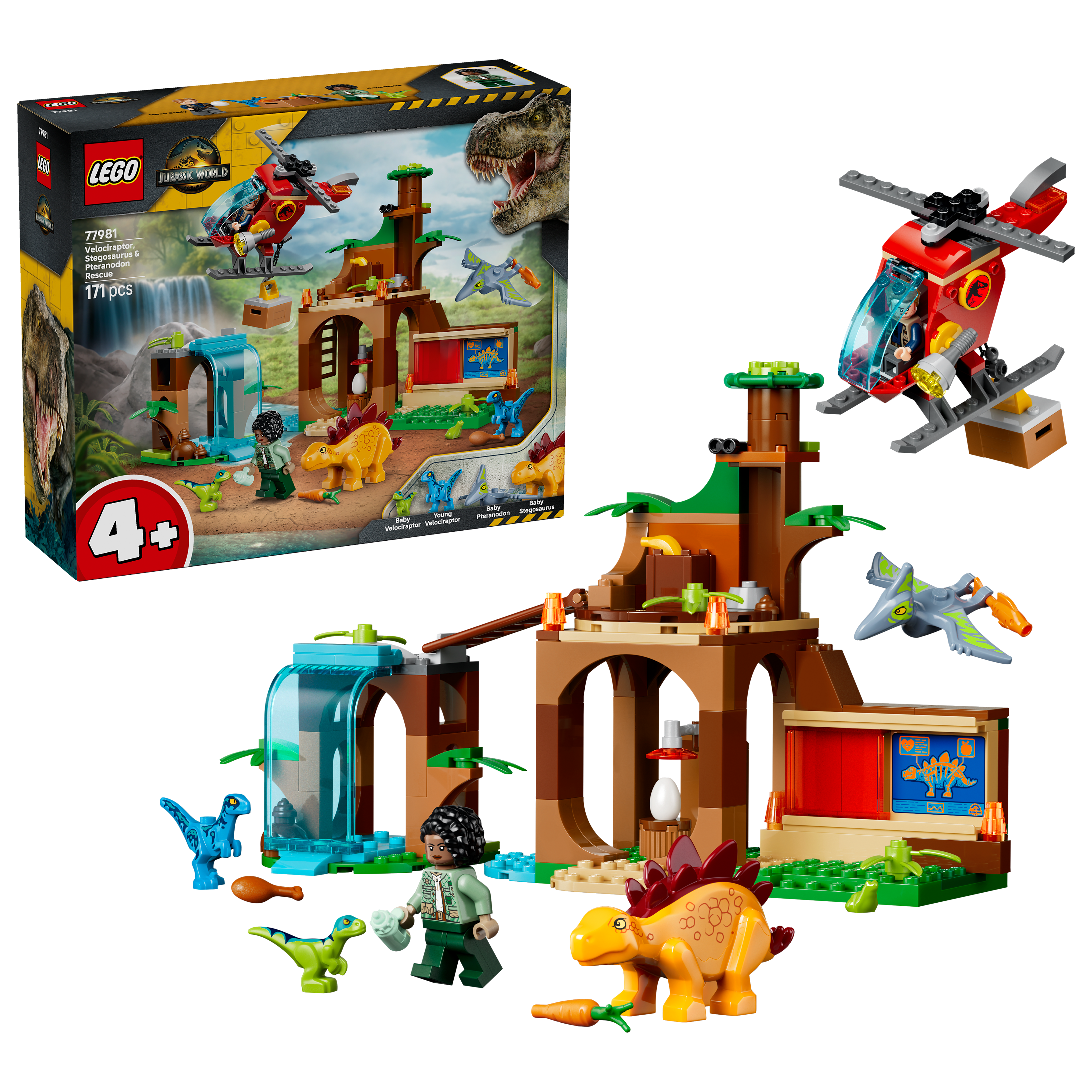 LEGO 77981 Jurassic World Velociraptor, Stegosaurus & Pteranodon Rescue