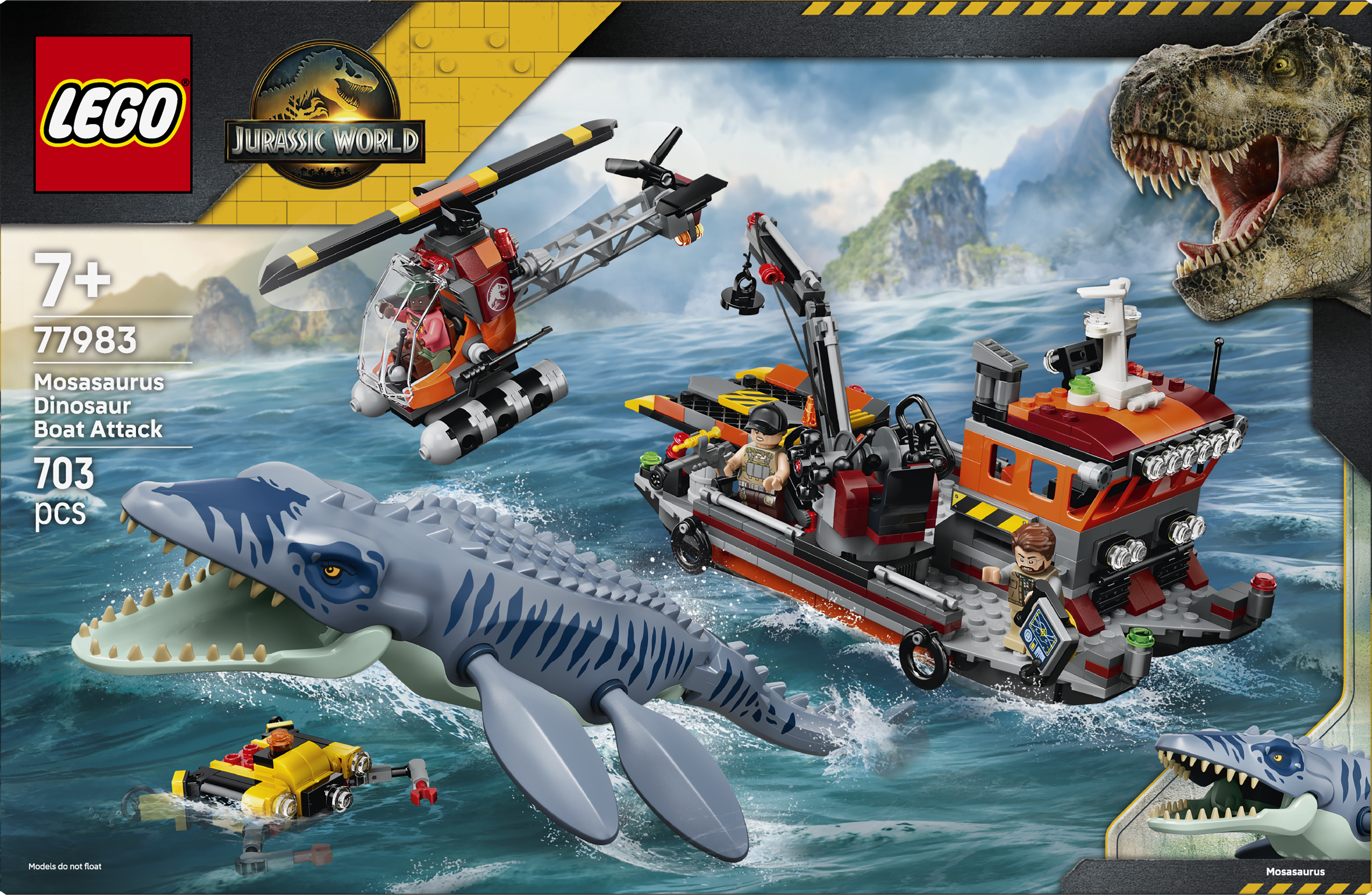 LEGO 77983 Jurassic World Mosasaurus Dinosaur Boat Attack Toy