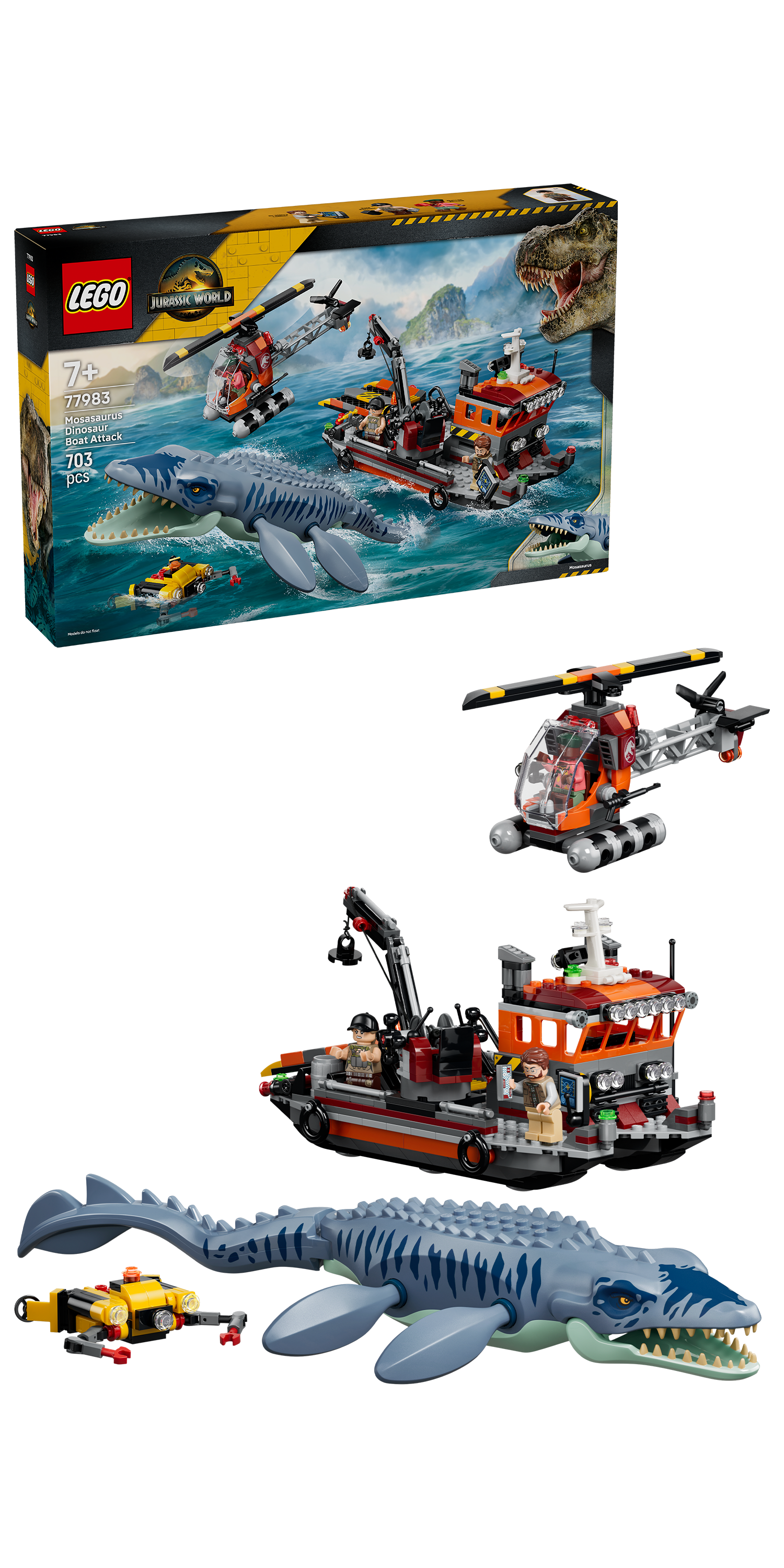 LEGO 77983 Jurassic World Mosasaurus Dinosaur Boat Attack Toy