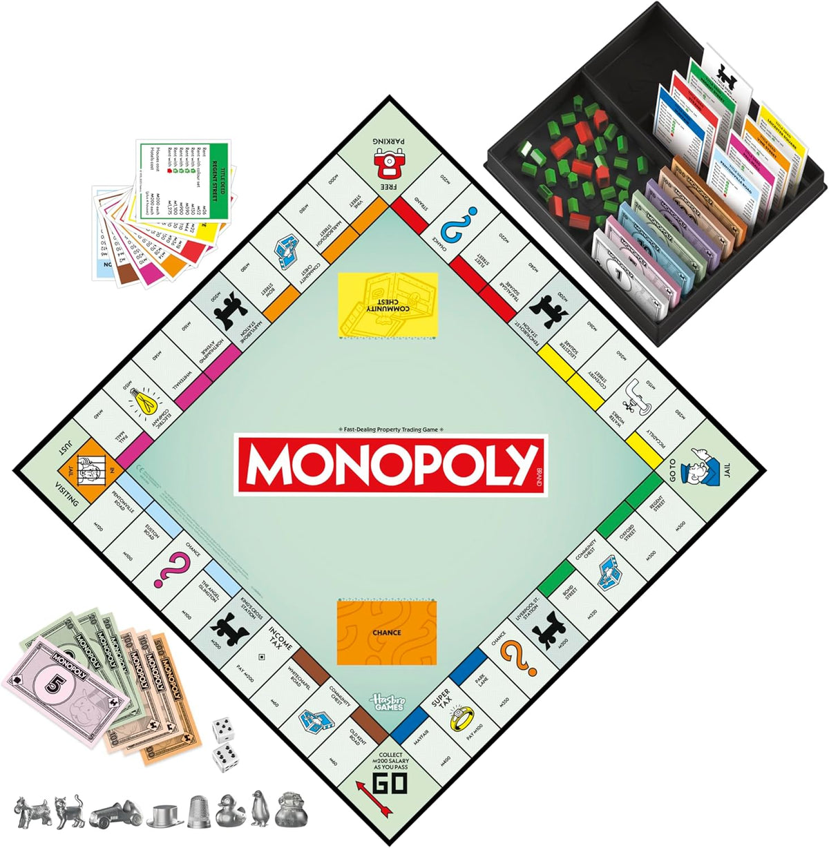 Monopoly Board Game | Classic Game with Storage Tray and Larger Tokens