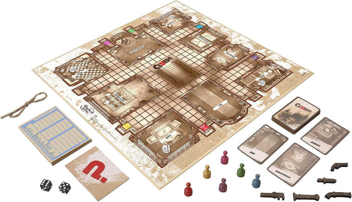 Cluedo Vintage Edition Board Game, Collectible Wooden Mystery Game with Rustic Design