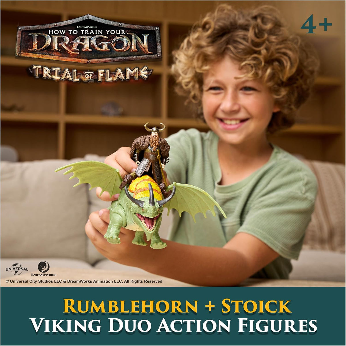 Dreamworks Dragons Rumblehorn & Stoick Action Figures Viking Rider Duo
