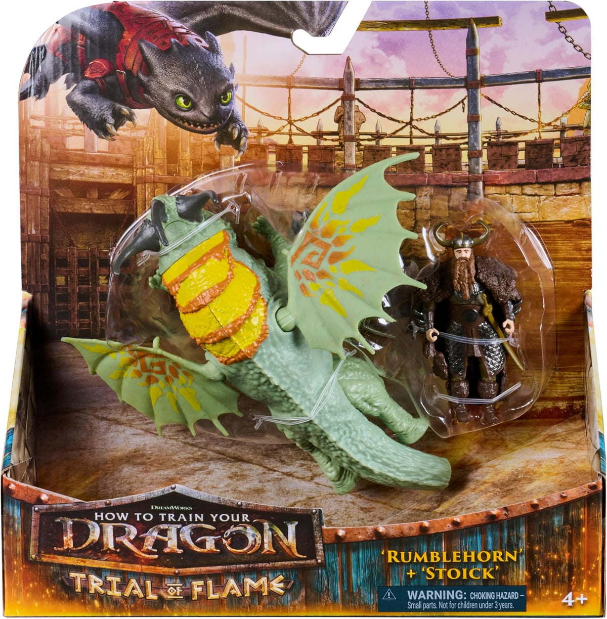 Dreamworks Dragons Rumblehorn & Stoick Action Figures Viking Rider Duo