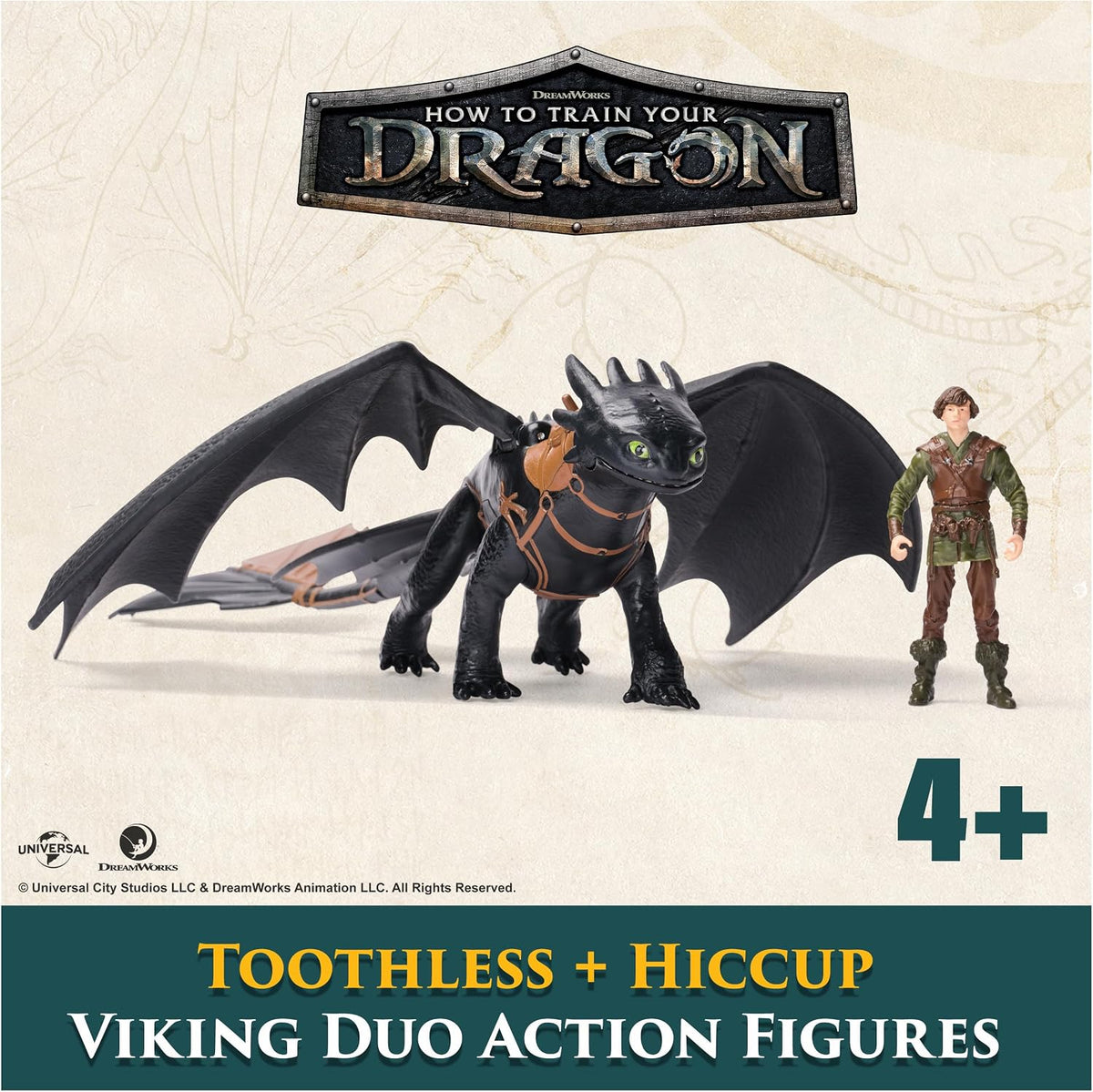 Dreamworks Dragons Toothless & Hiccup Action Figures Viking Rider Duo