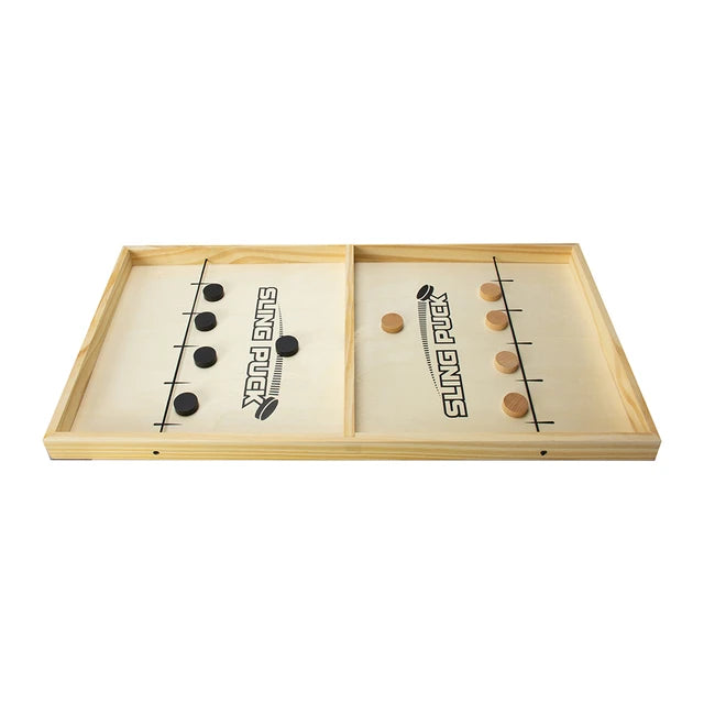 Wooden Sling Puck Game of Precision & Fast-Paced Action
