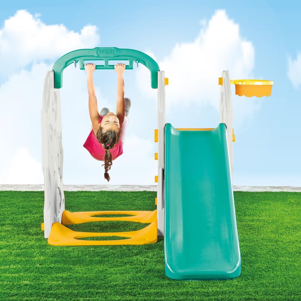 Dolu 4-In-1 Kids Garden Playground Set, Indoor & Outdoor Playground Climbing Frame, Swing and Slide Set