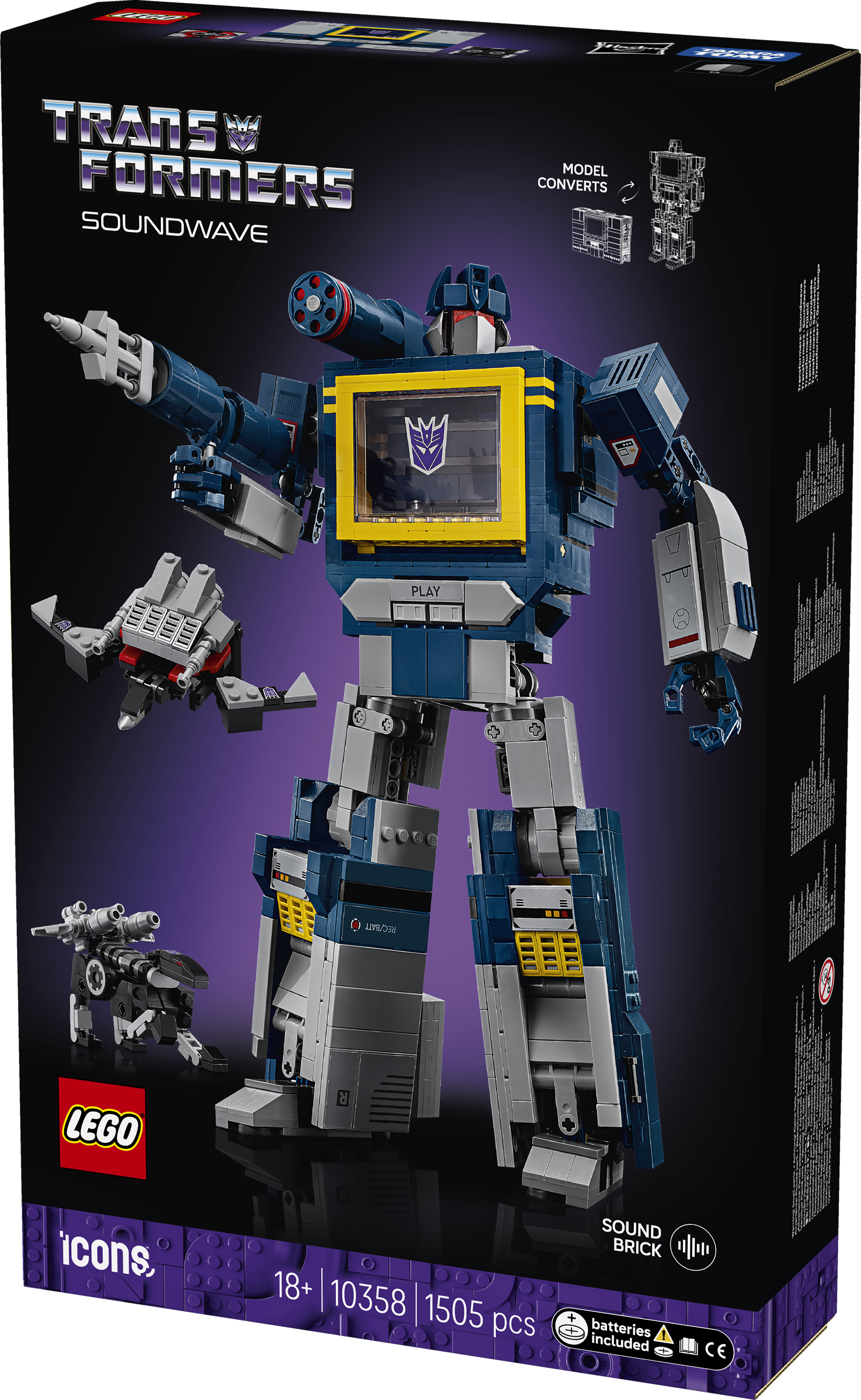 LEGO 10358 Icons Transformers: Soundwave Model Kit Building Set for Adults