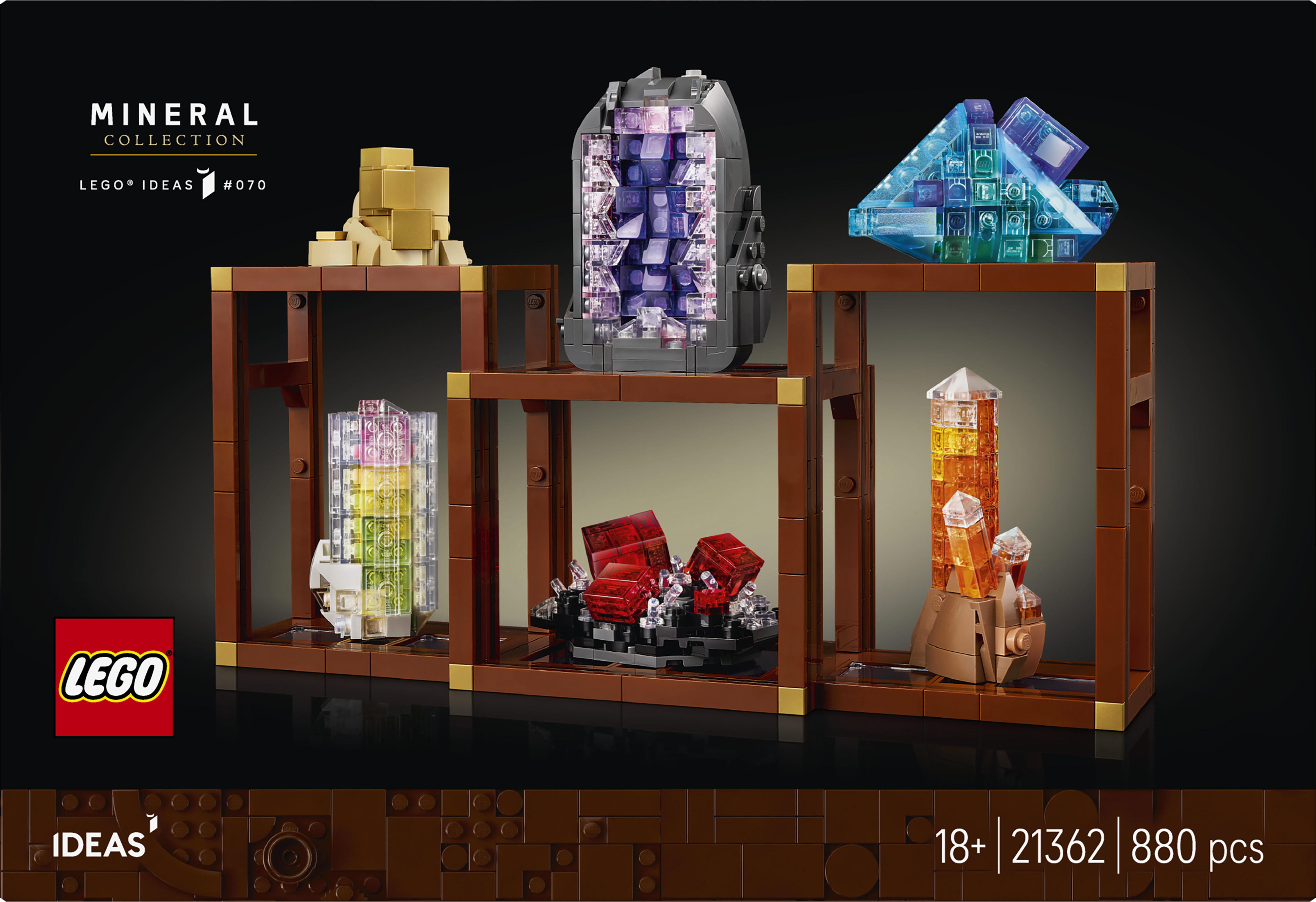 LEGO 21362 Ideas Mineral Collection, Crystal Display Shelves, Living Room Decor