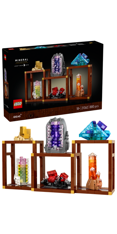 LEGO 21362 Ideas Mineral Collection, Crystal Display Shelves, Living Room Decor