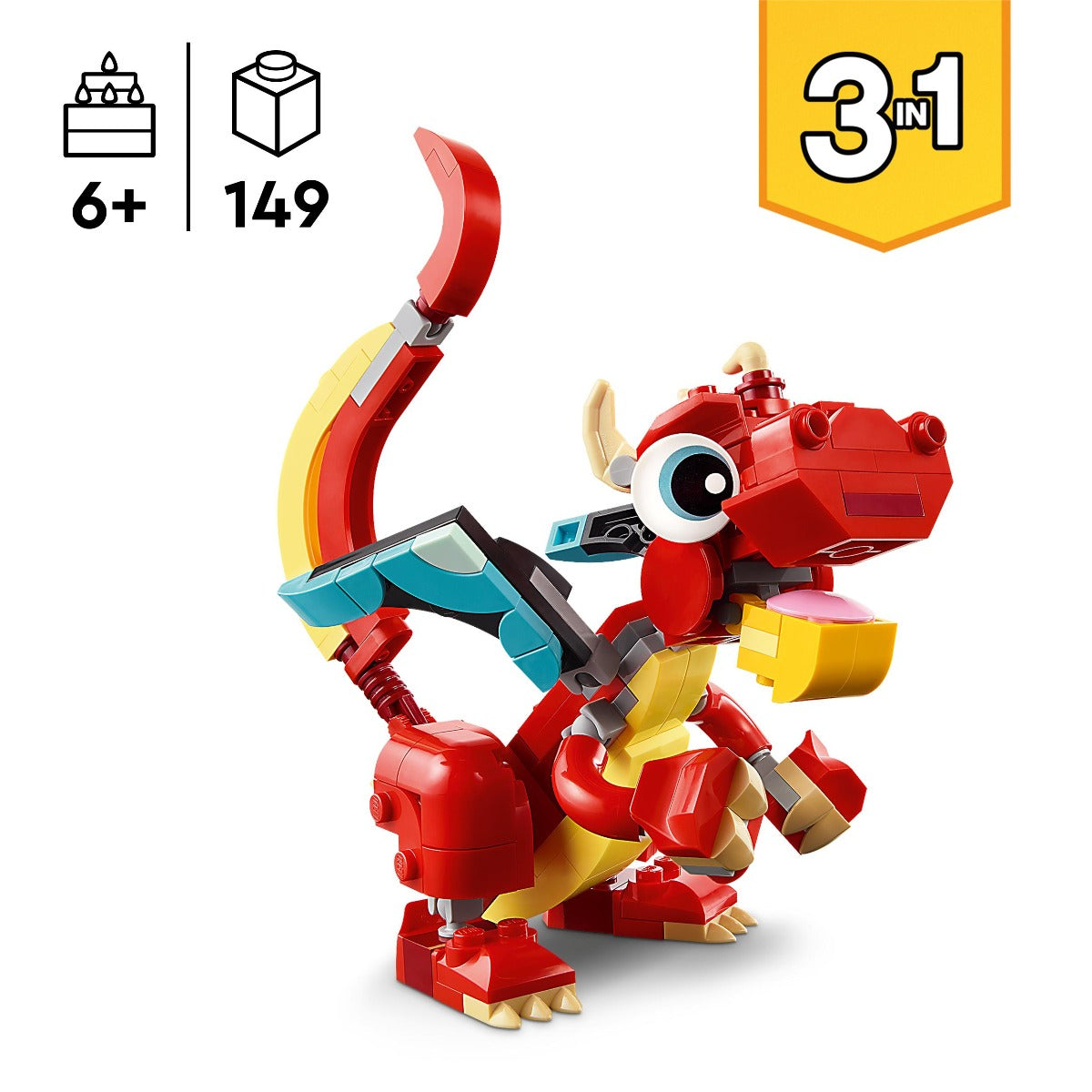LEGO 31145 Creator 3in1 Red Dragon Set Toy with Animal Figures
