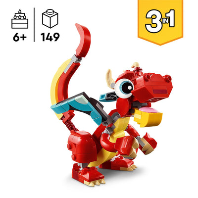 LEGO 31145 Creator 3in1 Red Dragon Set Toy with Animal Figures
