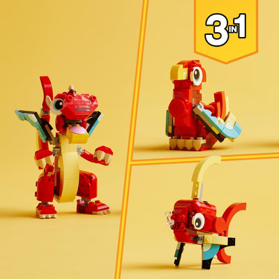LEGO 31145 Creator 3in1 Red Dragon Set Toy with Animal Figures