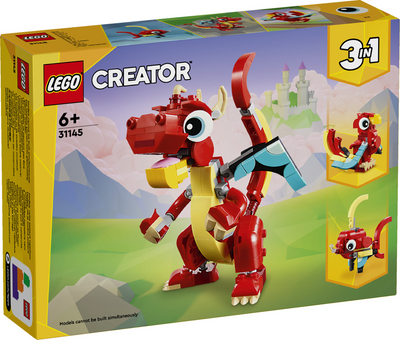 LEGO 31145 Creator 3in1 Red Dragon Set Toy with Animal Figures