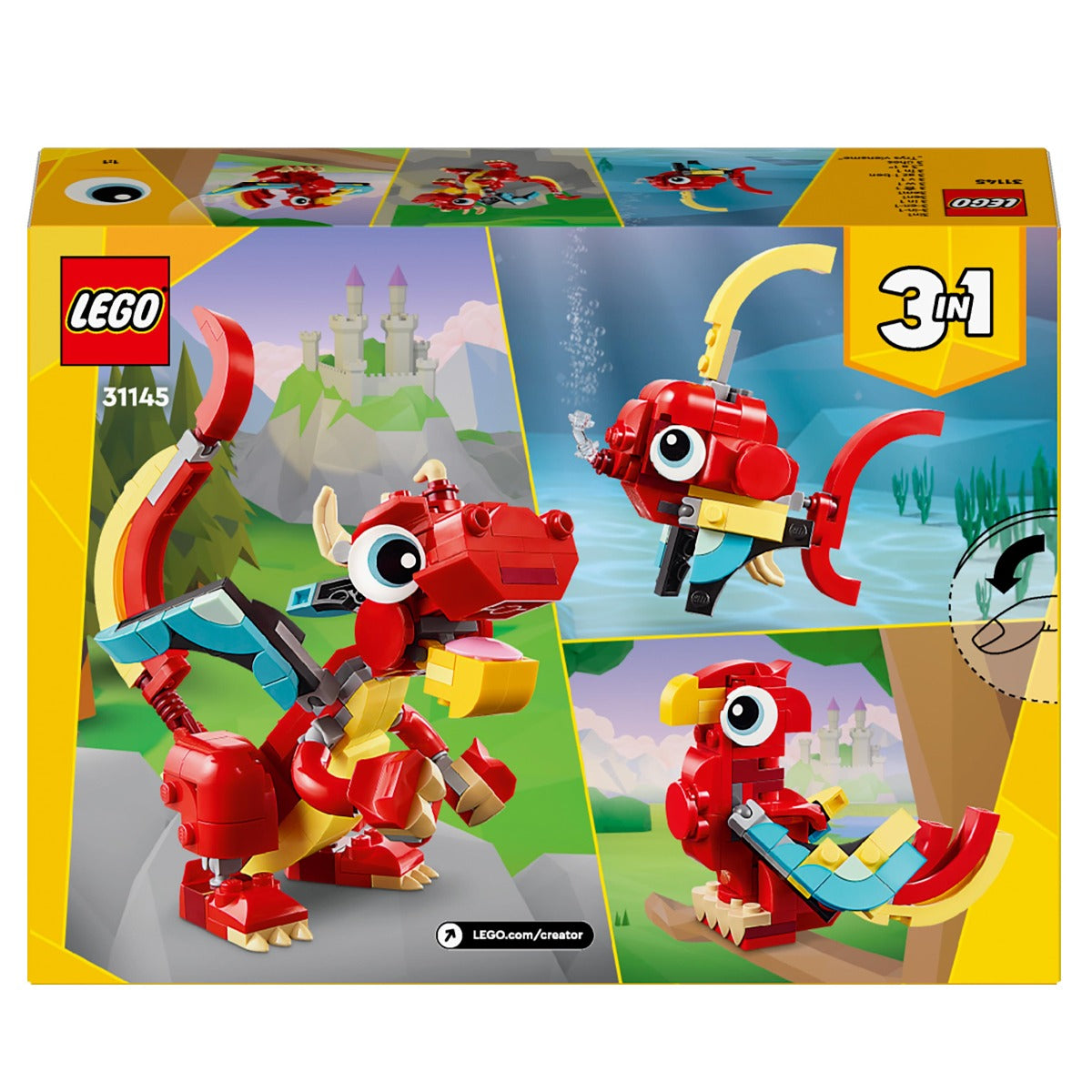 LEGO 31145 Creator 3in1 Red Dragon Set Toy with Animal Figures