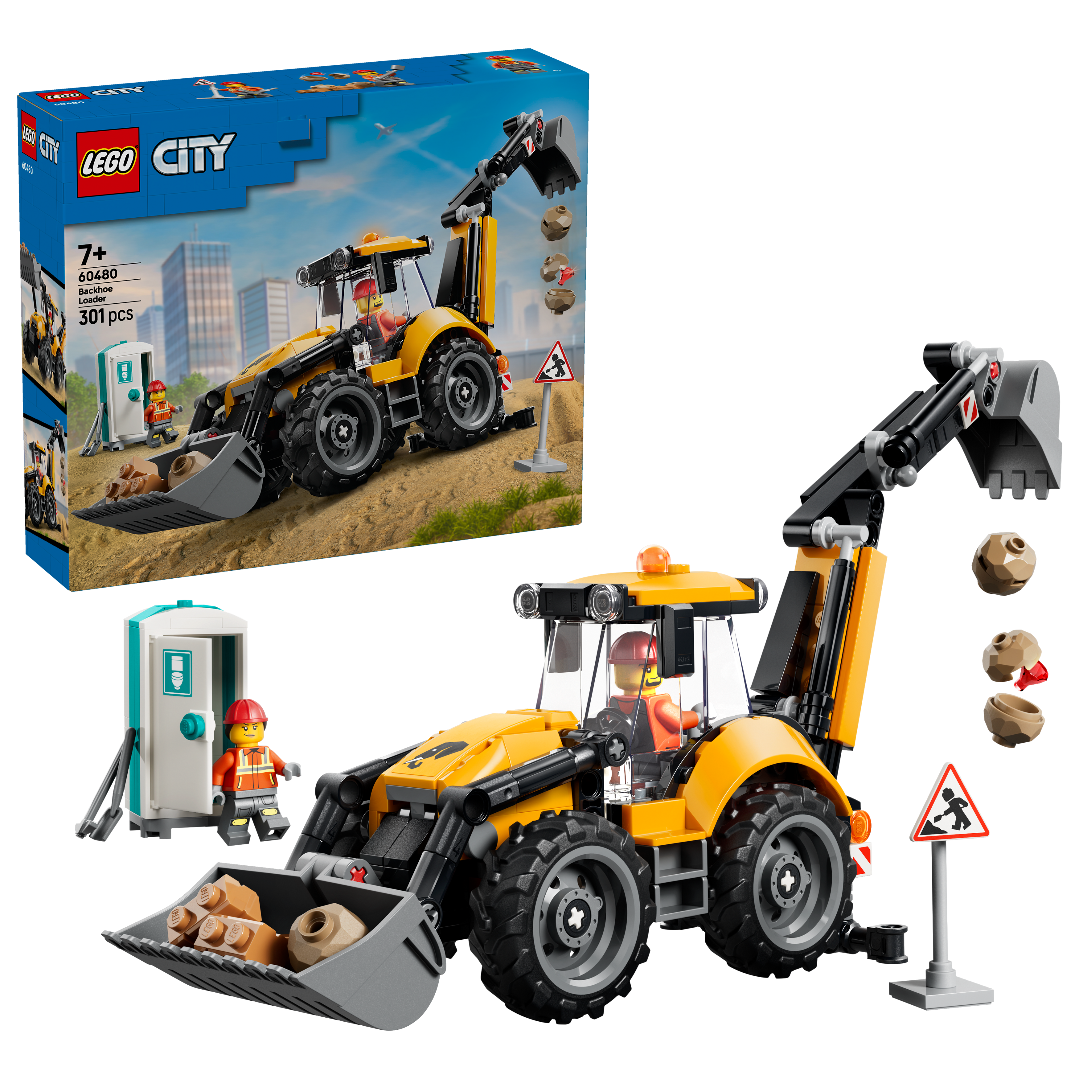 LEGO 60480 City Yellow Backhoe Loader - Construction Toy