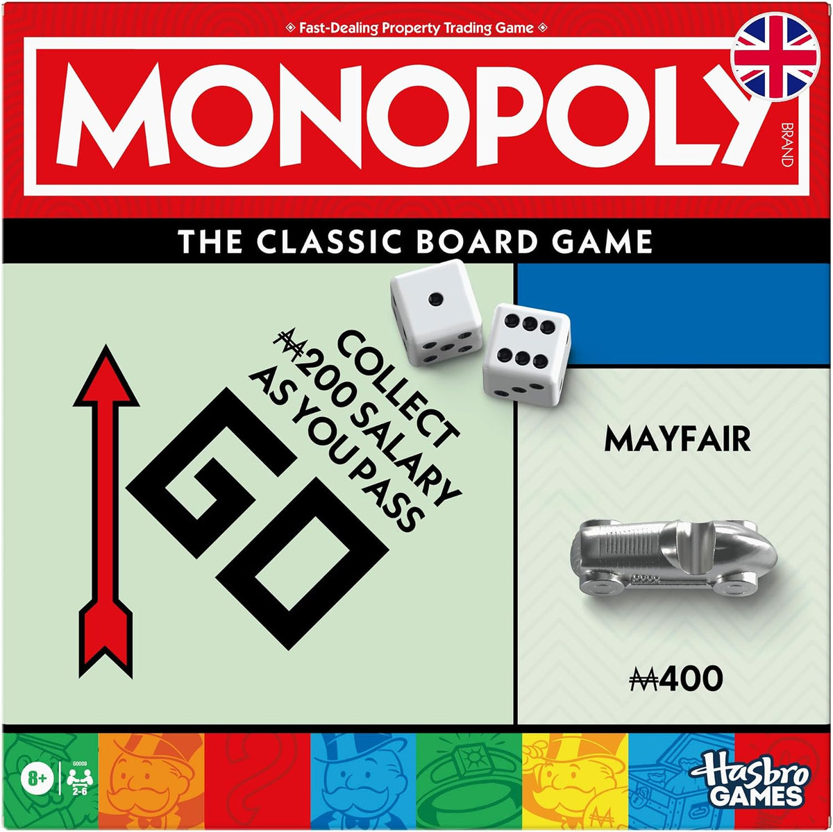 Monopoly Board Game | Classic Game with Storage Tray and Larger Tokens