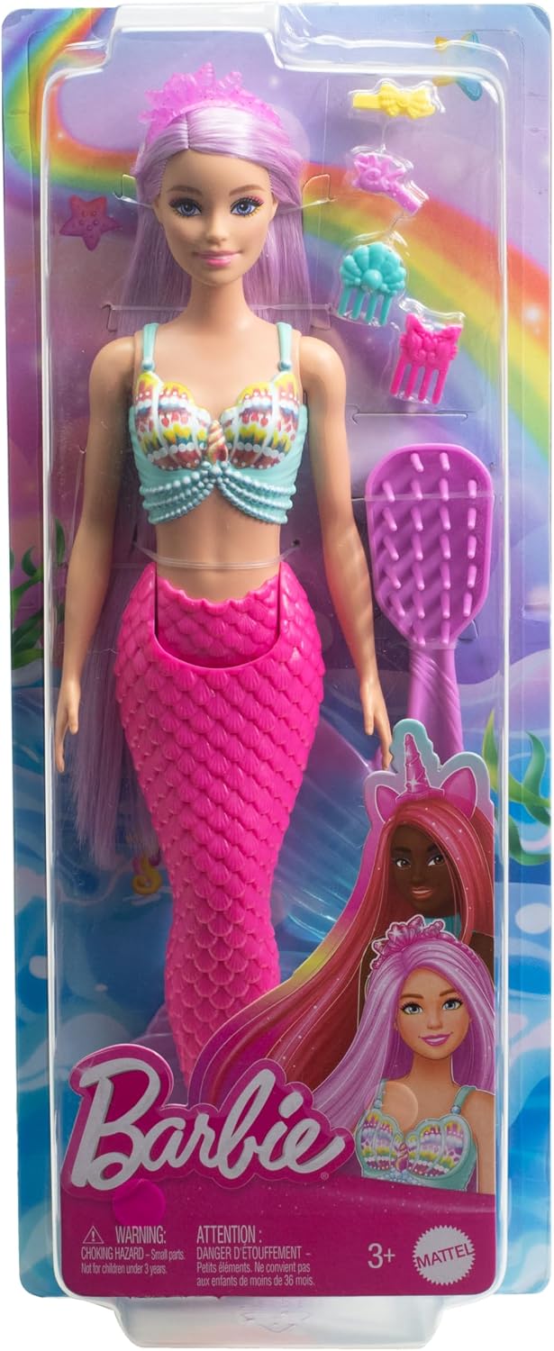 Barbie Mermaid Doll with 7-Inch-Long Pink Fantasy Hair