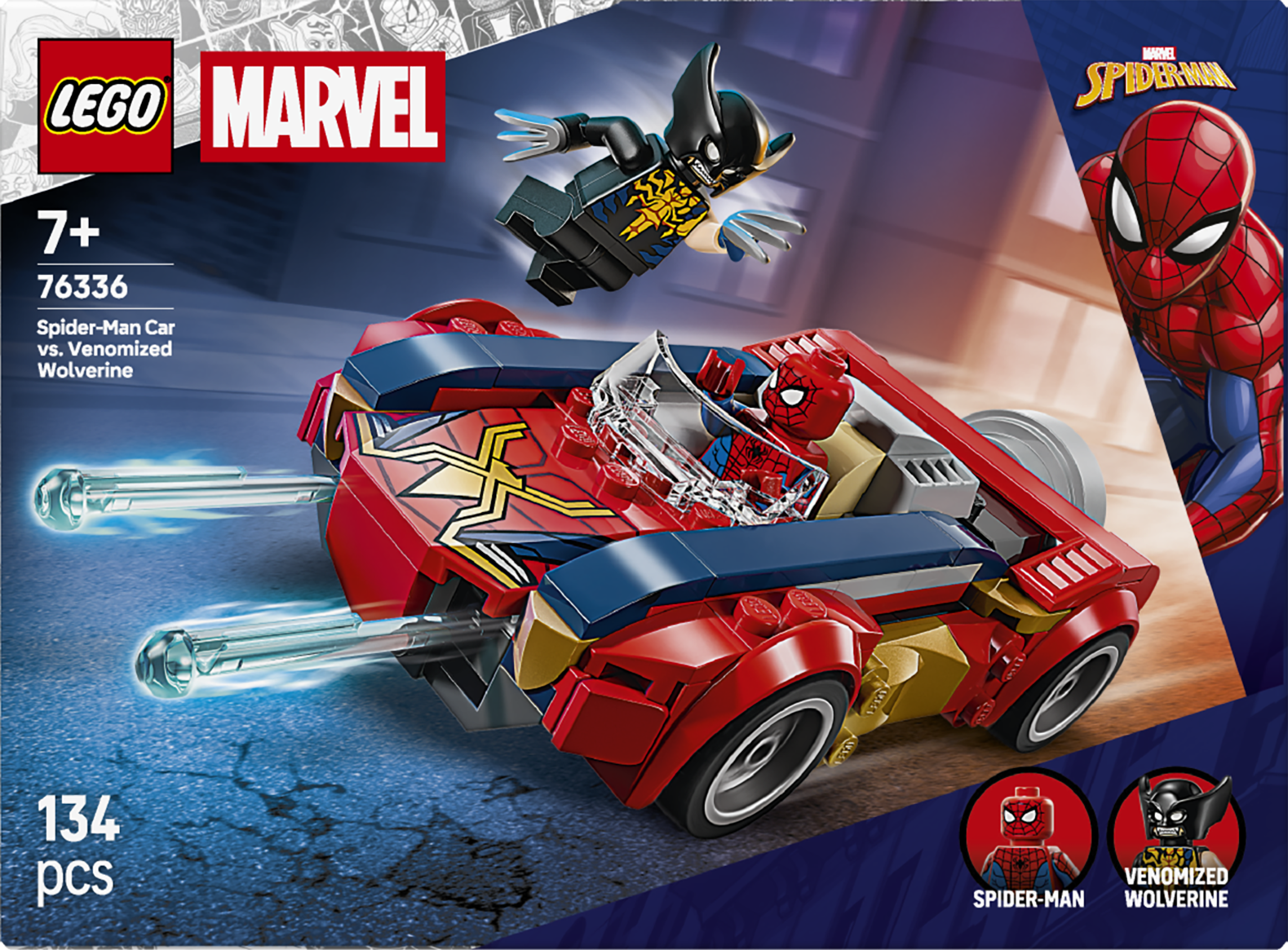 LEGO 76336 Super Heroes SpiderMan Car vs. Venomized Wolverine