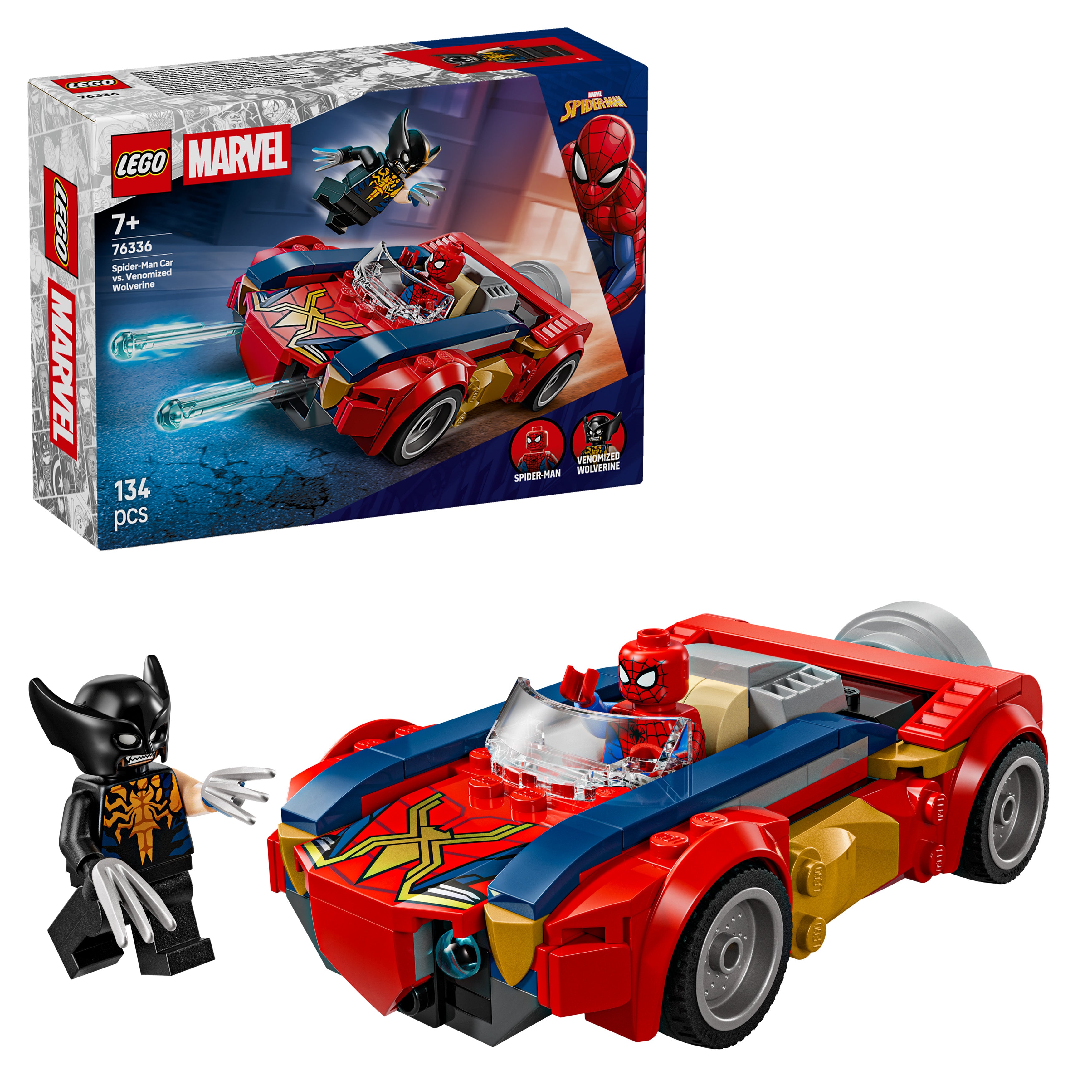 LEGO 76336 Super Heroes SpiderMan Car vs. Venomized Wolverine