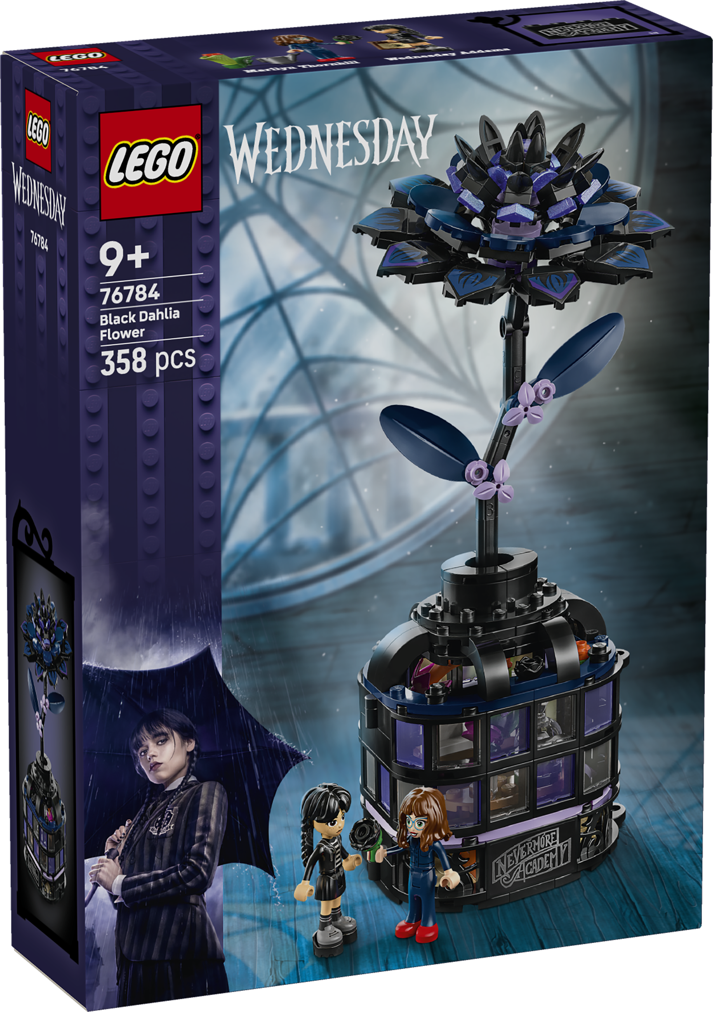 LEGO 76784 Wednesday Black Dahlia Flower Halloween Gift, Faux Plant Room Decor
