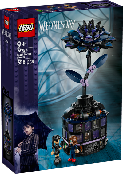 LEGO 76784 Wednesday Black Dahlia Flower Halloween Gift, Faux Plant Room Decor