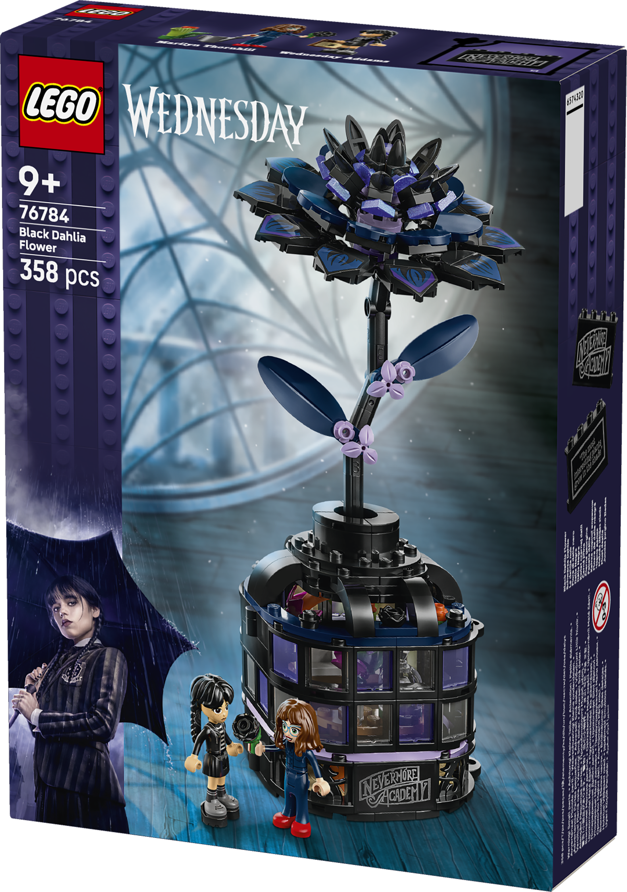 LEGO 76784 Wednesday Black Dahlia Flower Halloween Gift, Faux Plant Room Decor