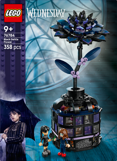 LEGO 76784 Wednesday Black Dahlia Flower Halloween Gift, Faux Plant Room Decor