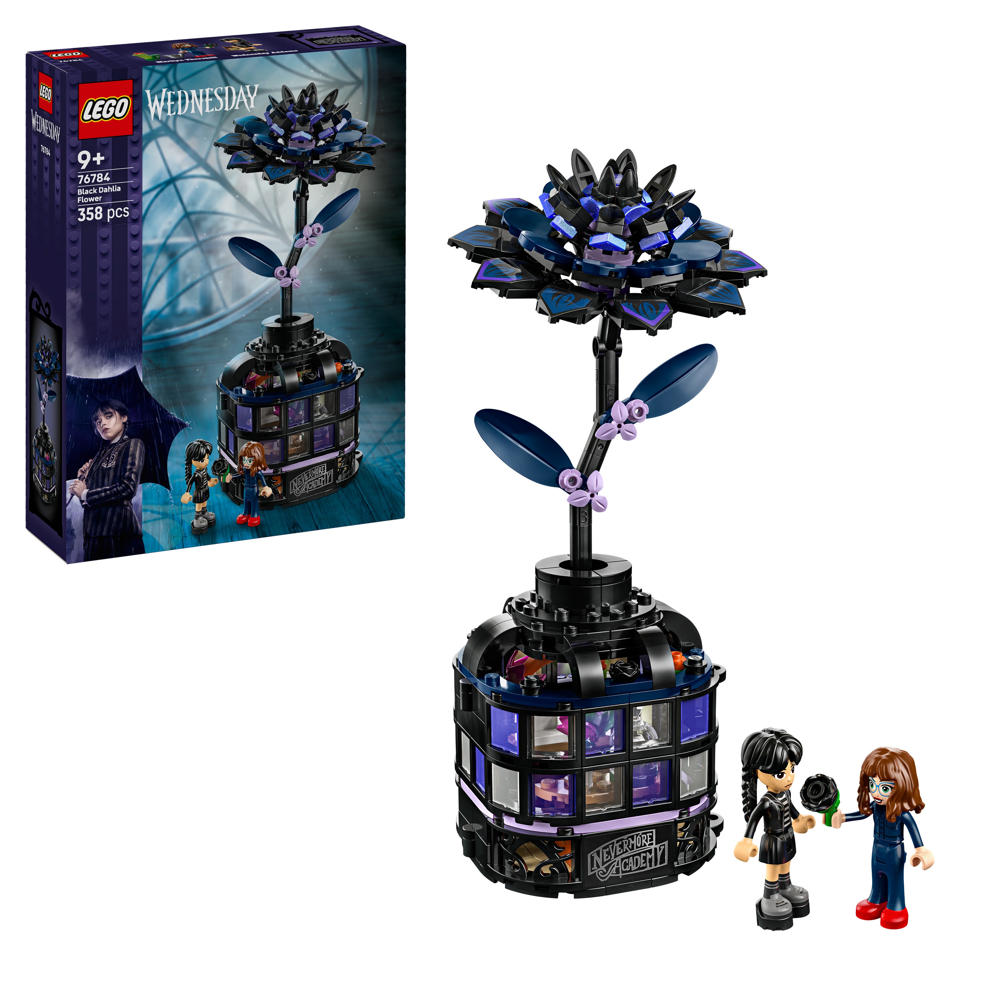LEGO 76784 Wednesday Black Dahlia Flower Halloween Gift, Faux Plant Room Decor