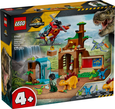 LEGO 77981 Jurassic World Velociraptor, Stegosaurus & Pteranodon Rescue