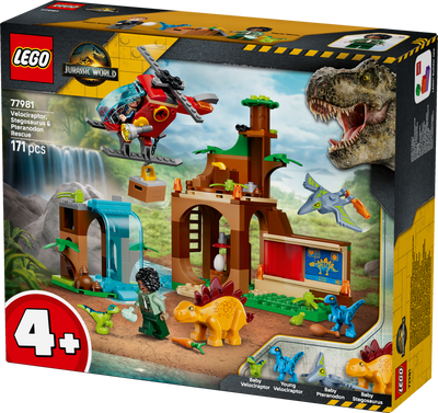 LEGO 77981 Jurassic World Velociraptor, Stegosaurus & Pteranodon Rescue