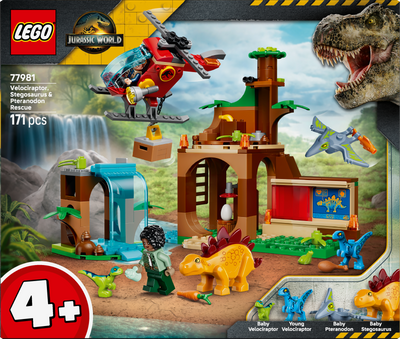 LEGO 77981 Jurassic World Velociraptor, Stegosaurus & Pteranodon Rescue
