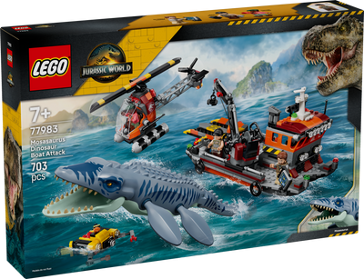 LEGO 77983 Jurassic World Mosasaurus Dinosaur Boat Attack Toy