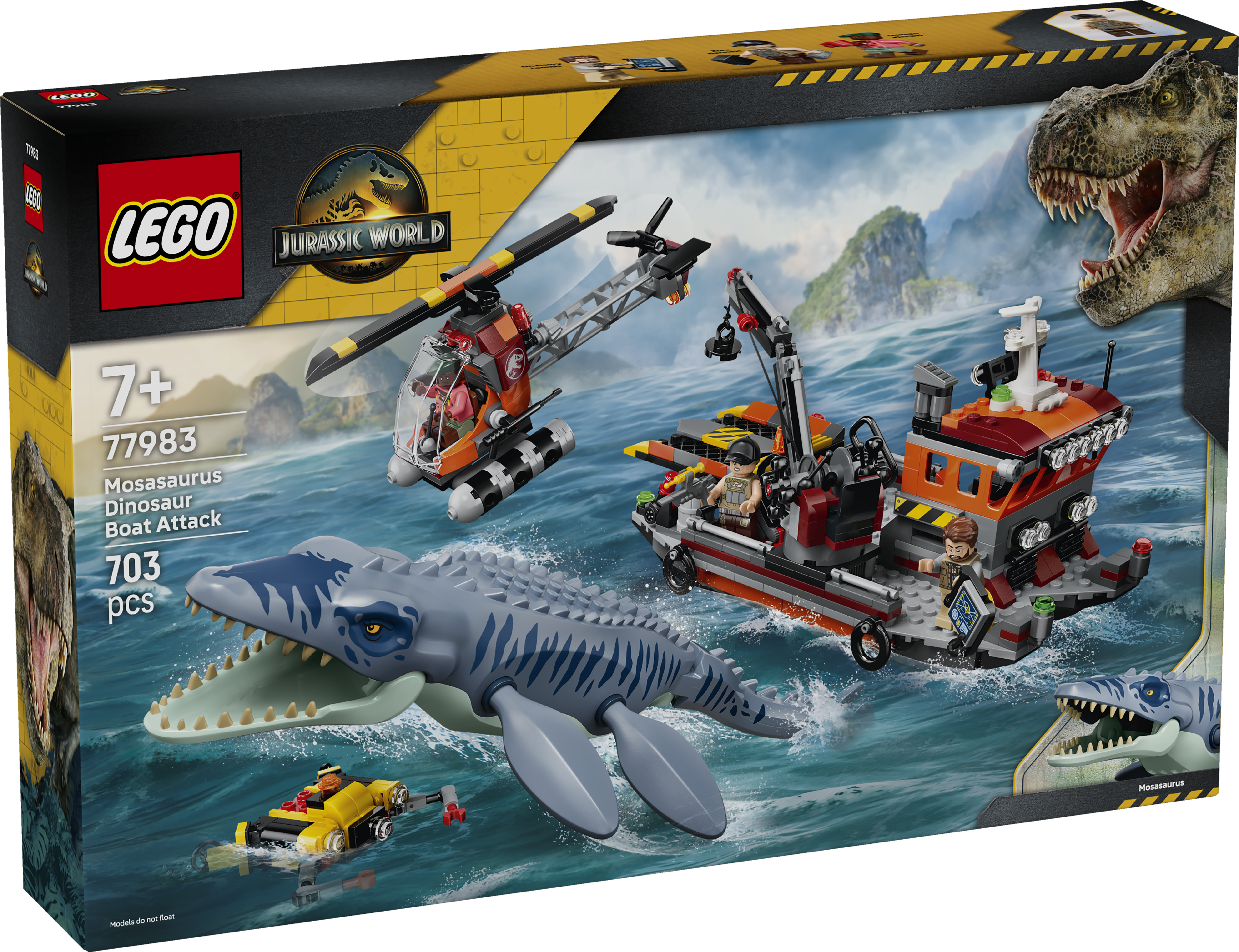 LEGO 77983 Jurassic World Mosasaurus Dinosaur Boat Attack Toy