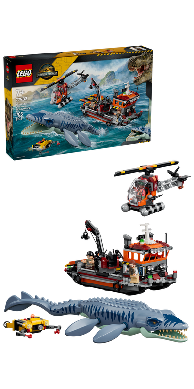LEGO 77983 Jurassic World Mosasaurus Dinosaur Boat Attack Toy