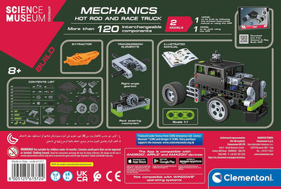 Clementoni- Science Museum Mechanics: Hot Rod & Rocket Truck Building Set