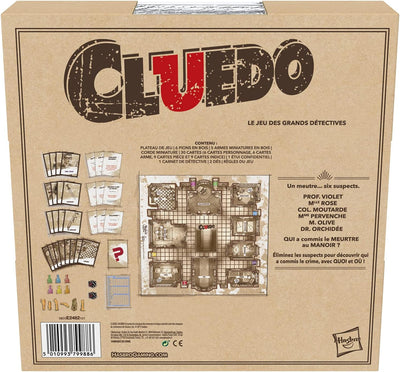 Cluedo Vintage Edition Board Game, Collectible Wooden Mystery Game with Rustic Design