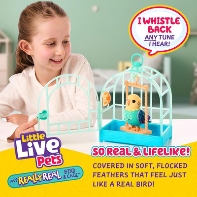 Little Live Pets My Really Real Talking Bird Toy & Cage Blue