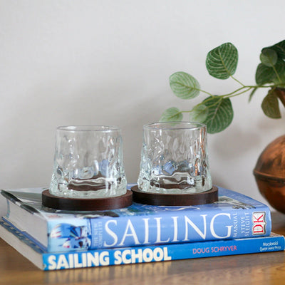 Whiskey Rotating Glasses with Coasters Set