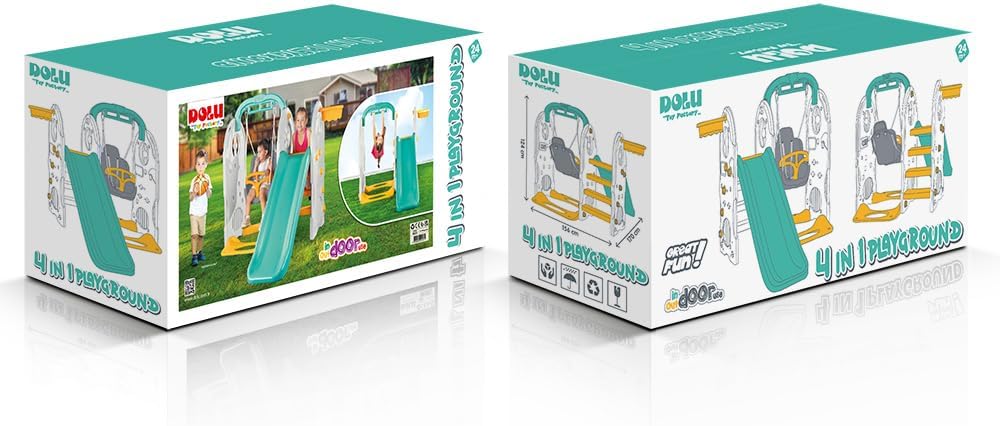 Dolu 4-In-1 Kids Garden Playground Set, Indoor & Outdoor Playground Climbing Frame, Swing and Slide Set