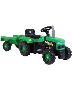 Dolu Children's Ride On Tractor with Trailer Green