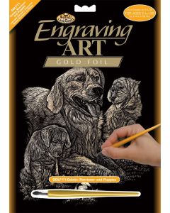 Royal & Langnickel GOLF111 Retriever & Puppies Gold Engraving Art A4