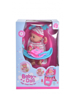 Baby Doll High Chair Play Set with Dolls Accessories